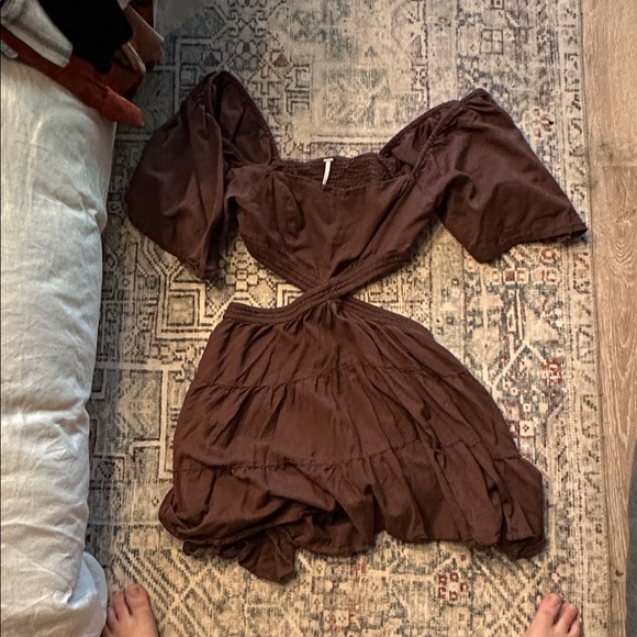 Free People Chocolate Brown Smocked Top - Picture 1 of 2